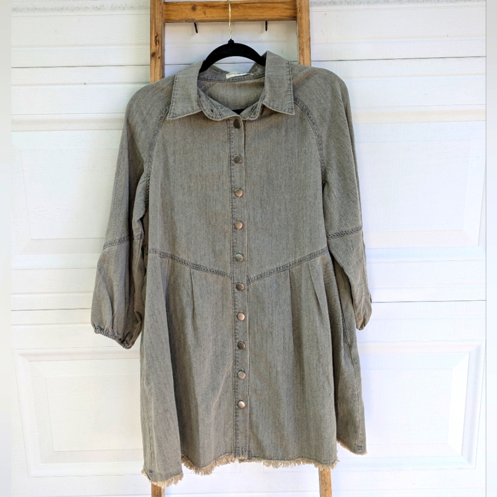 NATURAL LIFE Gray Long Sleeve Dress